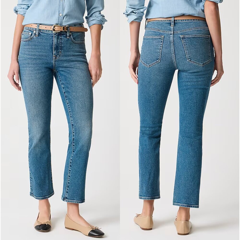 J.CREW Mid-Rise Flare Crop Jean in All-Day Stretch Size 31